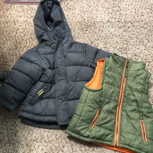 2T puffer coat and puffer vest